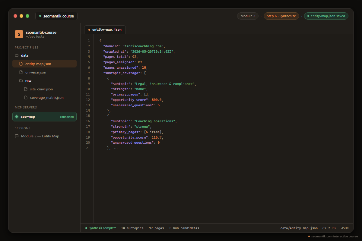 entity-map.json output screenshot