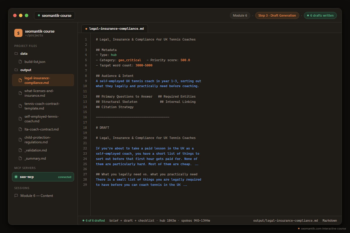 output/ drafts screenshot